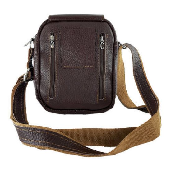 Picture of کیف دوشی چرم قهوه ای رنگ دو زیپه