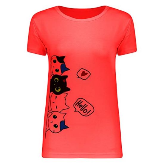 Picture of تی شرت صورتی شبرنگ طرح گربه کد 407