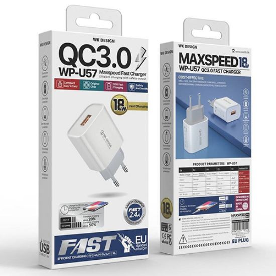 Picture of شارژر دیواری مکس اسپید مدل WP-U57 به همراه کابل تبدیل Micro USB
